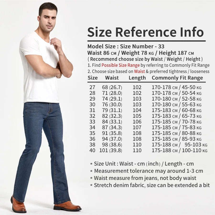 Boot Cut Slim Fit Jeans – Classic Stretch Denim for Men