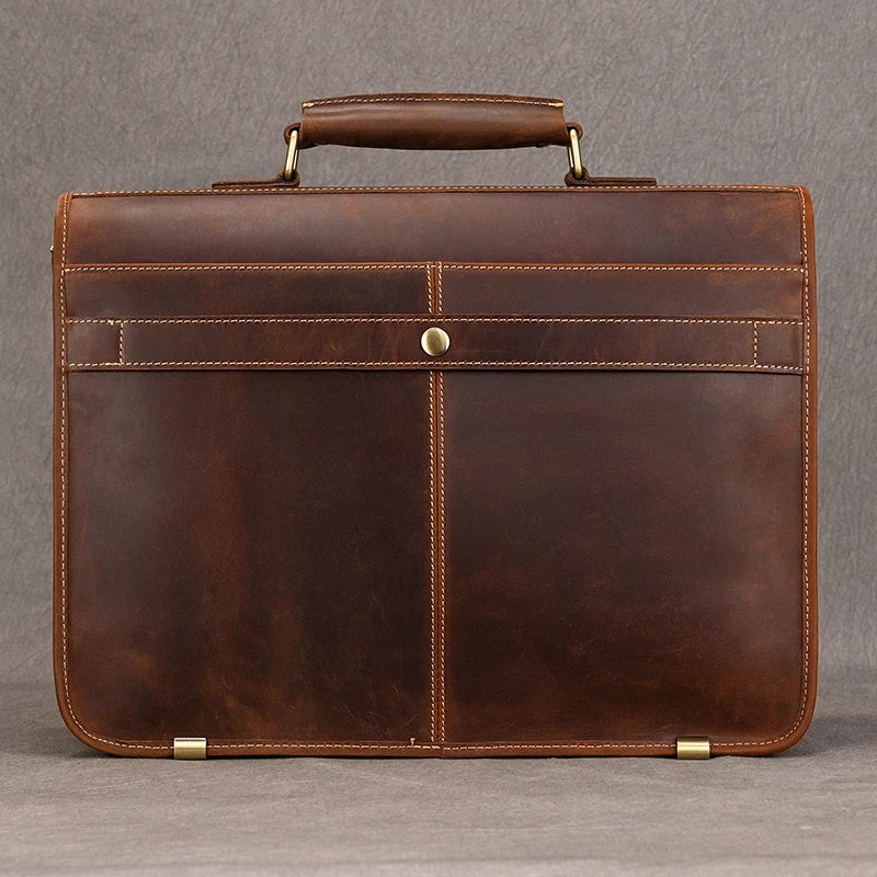 Men's Genuine Leather Business Briefcase 15" Laptop Shoulder Bag