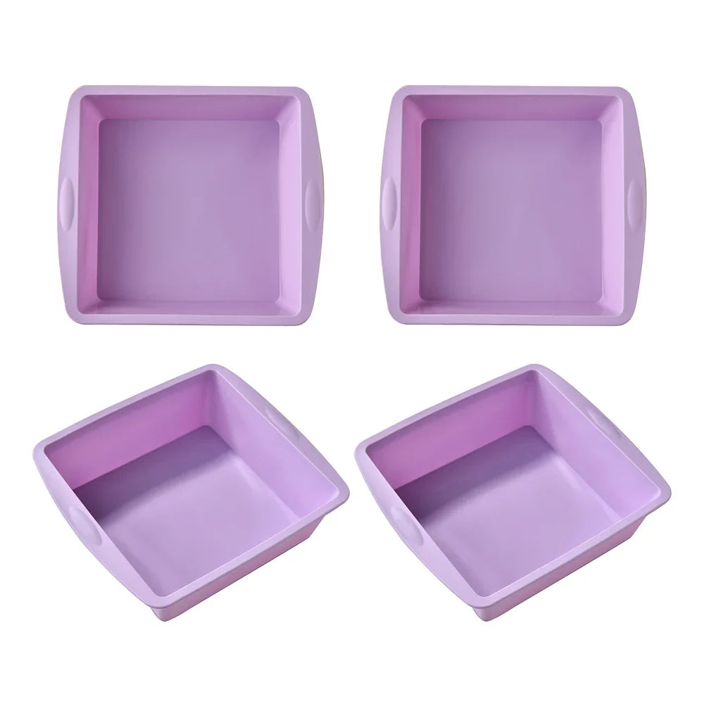 1/4Pcs Silicone Non-Stick Cake Plates – Square Brownie Pan with Handles, Oven & Air Fryer Safe