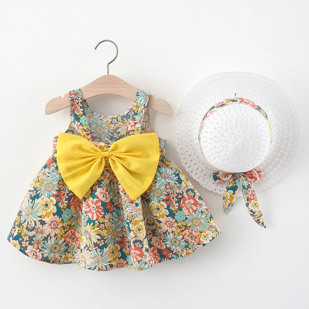 Baby Girl Summer 2-Piece Set - Striped Dress & Shorts