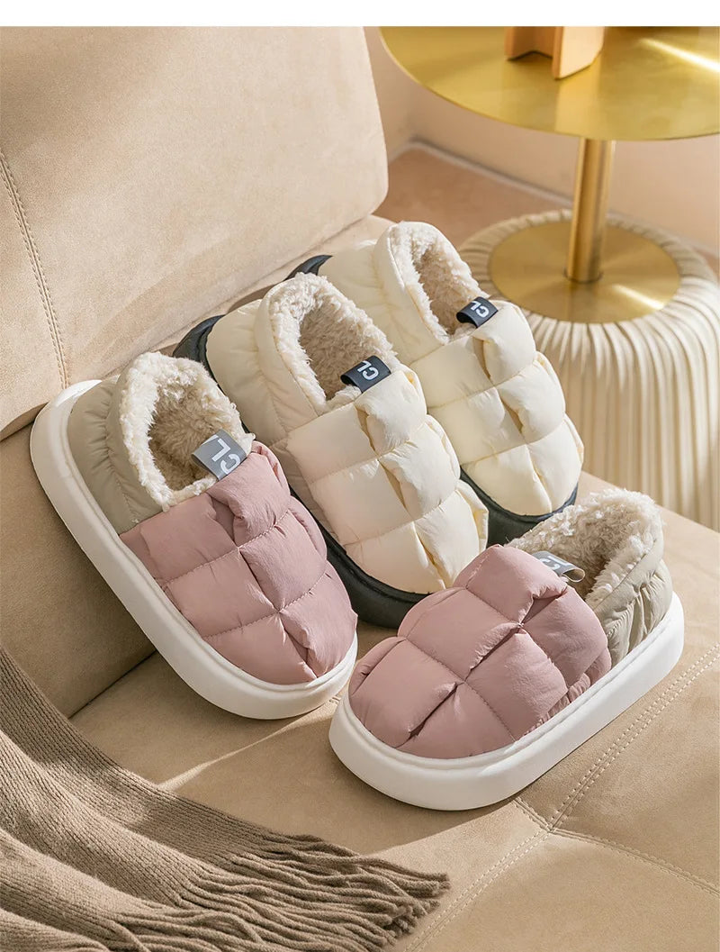 Comwarm Winter Slippers - Women's Soft Fluffy Waterproof Cotton Shoes, Thick Sole, Cozy Non-Slip Flats