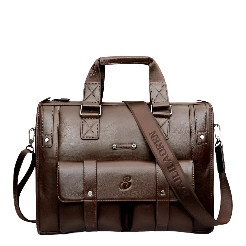 Large Capacity Men Leather Brown Briefcase Computer Bags Male Laptop Bag