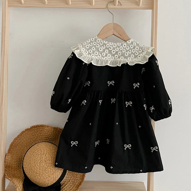 Spring Baby Girl Princess Dress - Long Sleeved Cotton Embroidery