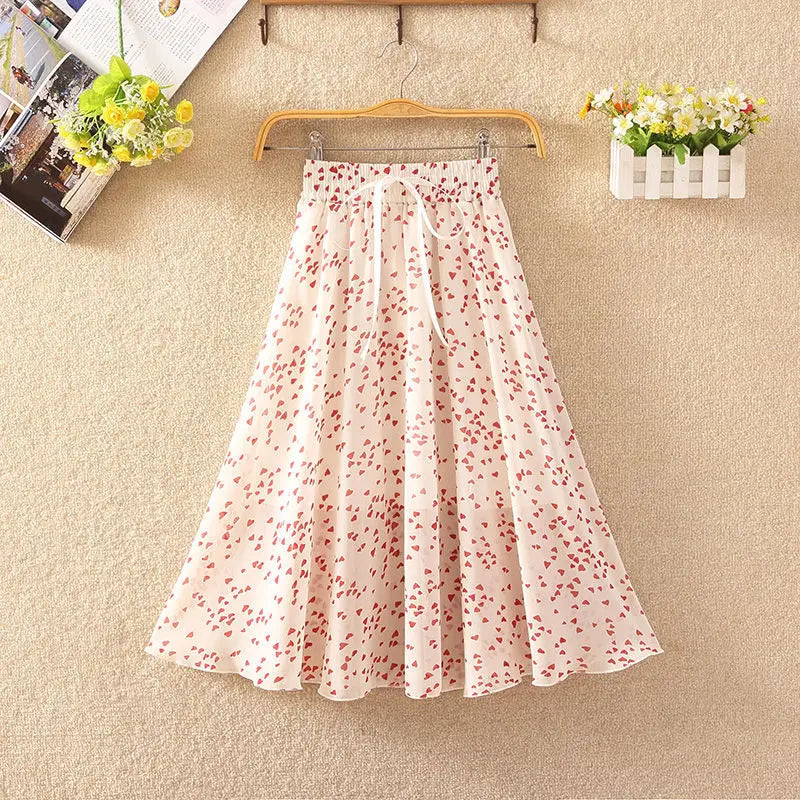 Floral Chiffon Long Skirt for Girls