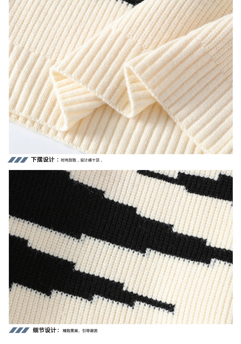 Japanese Retro Color block Knit Pullover Sweater - Unisex Autumn/Winter