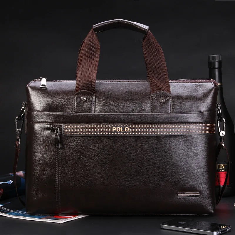 Men's Luxury Leather Briefcase - Business Travel & Document Organizer