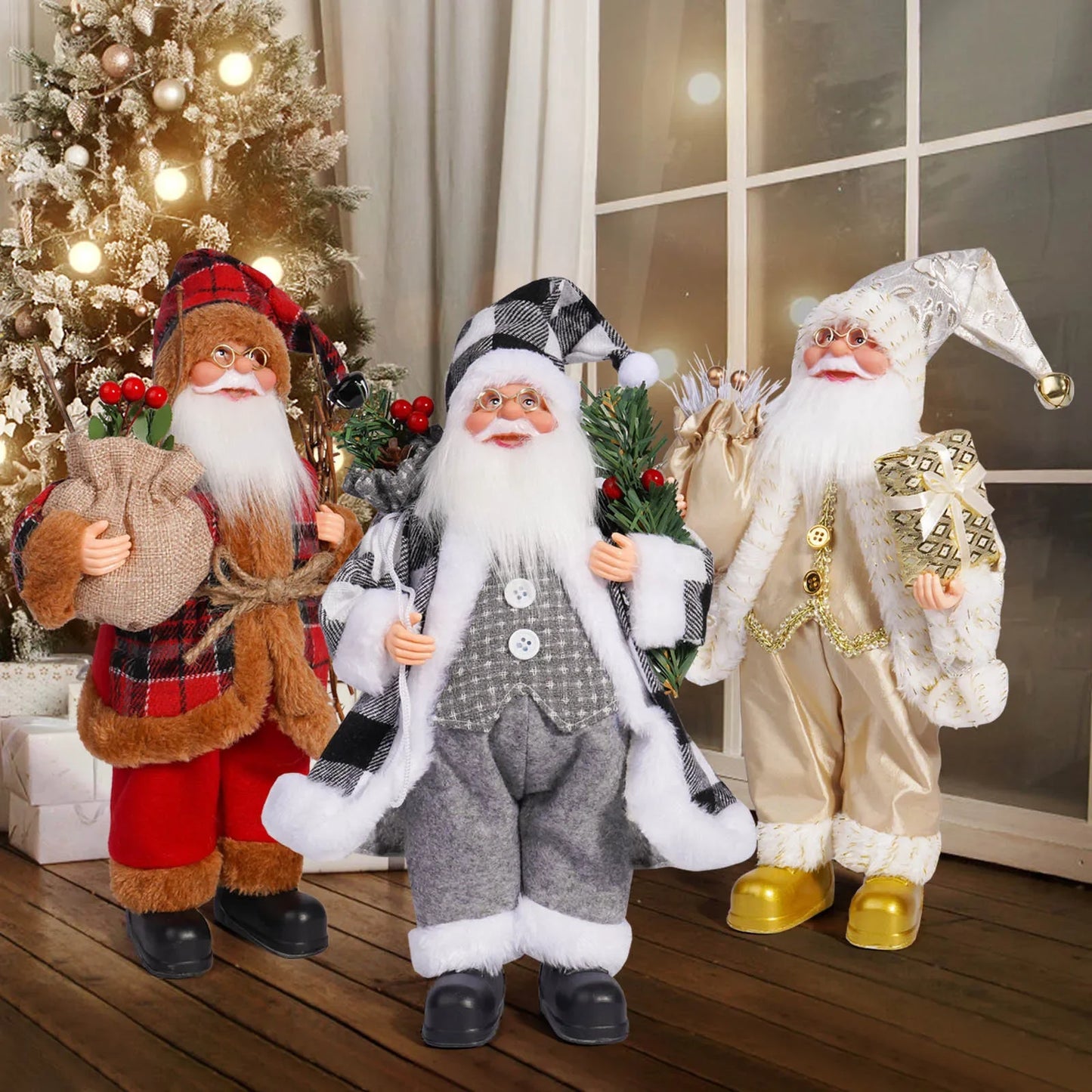 Christmas Home Decor – Santa Claus Doll with Gift Bags & Party Ornaments