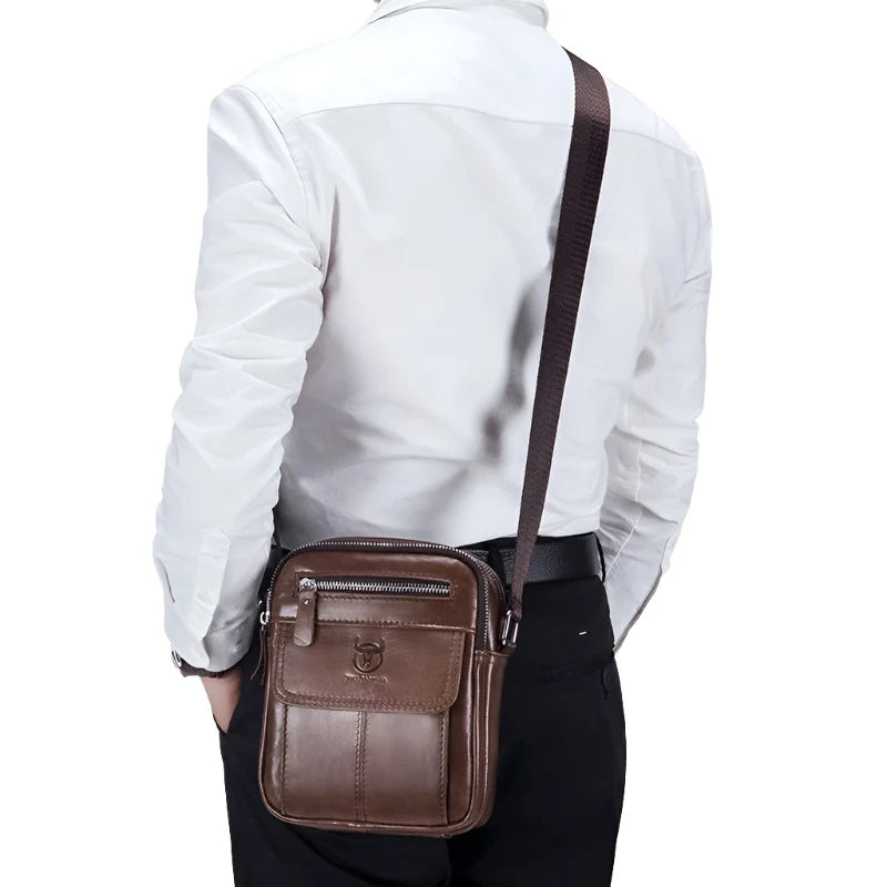 Bullcaptain Men's Leather Messenger Bag - Casual & Business