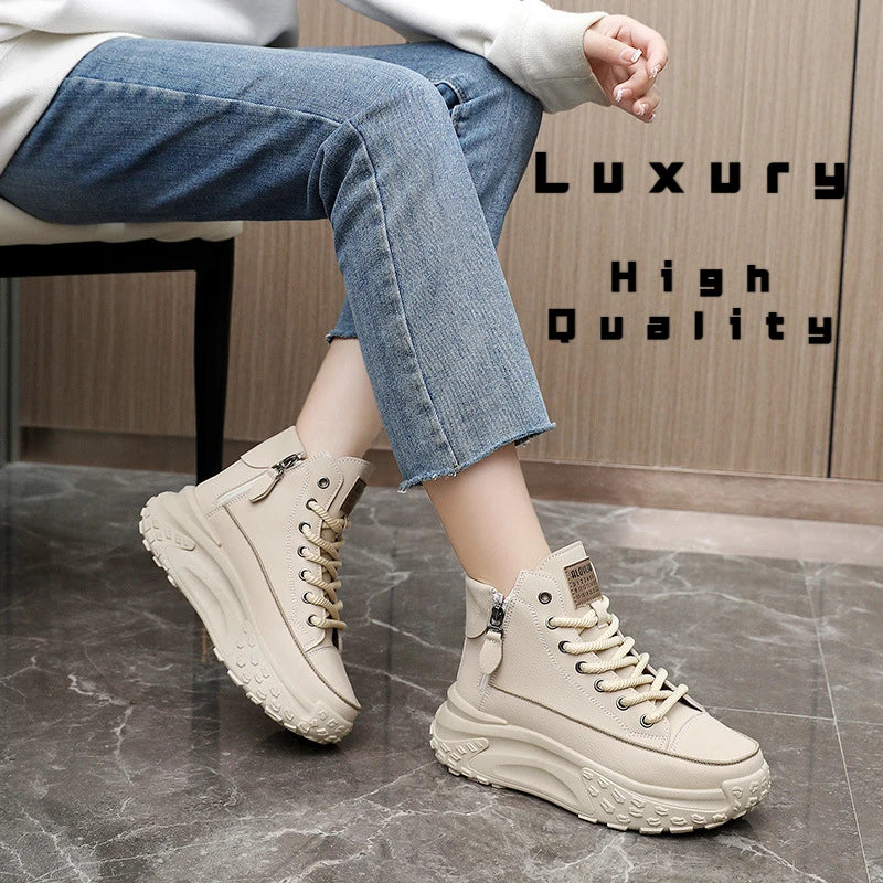 New Luxury High-Top Sneakers - Women's Platform Casual Boots, Outdoor Running Shoes