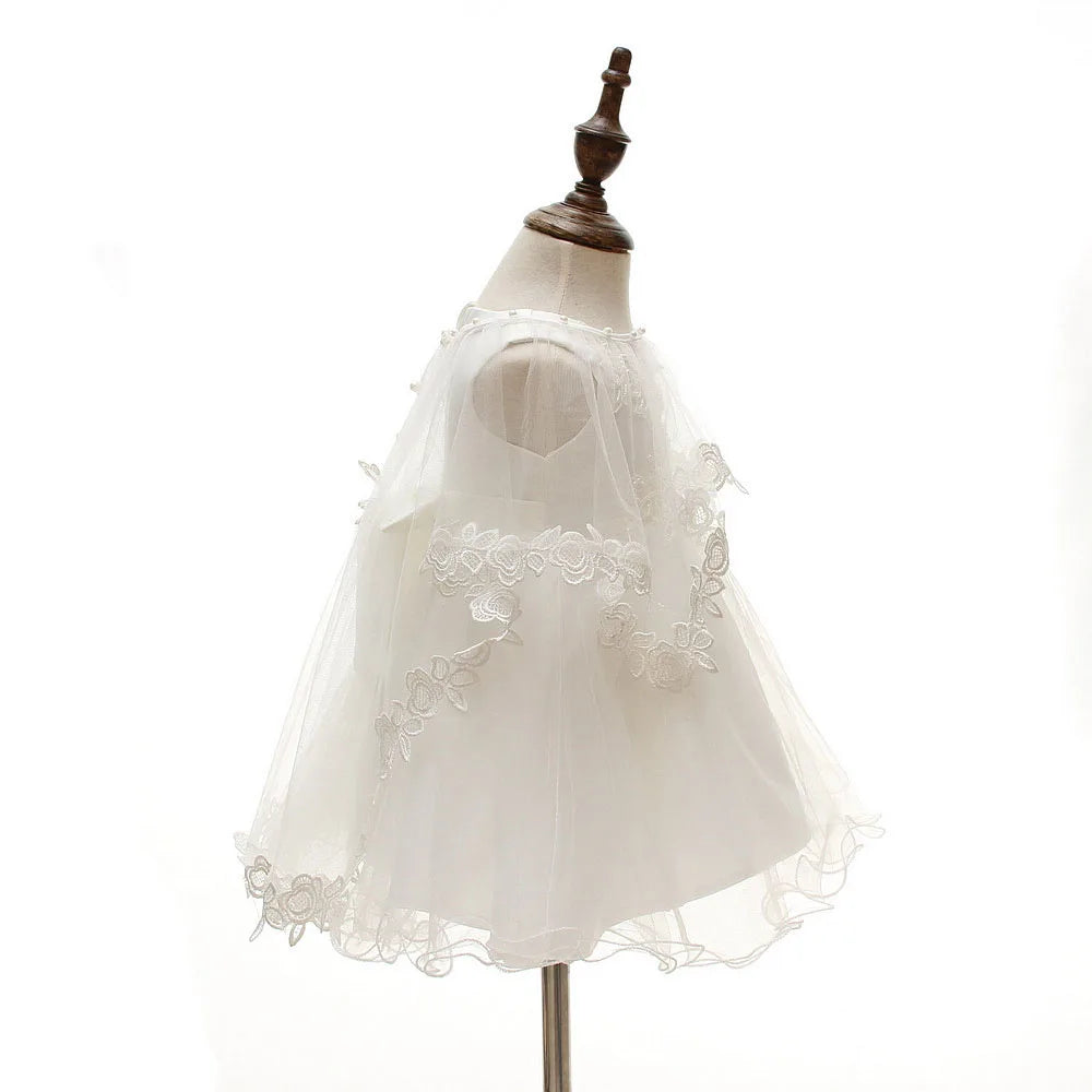 Baby Girl Christening Dress - 1st Birthday Party Outfit with Hat & Cape