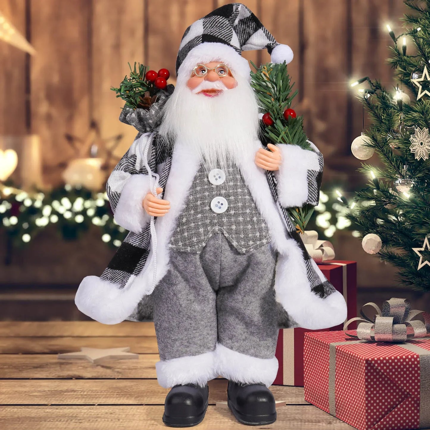 Christmas Home Decor – Santa Claus Doll with Gift Bags & Party Ornaments