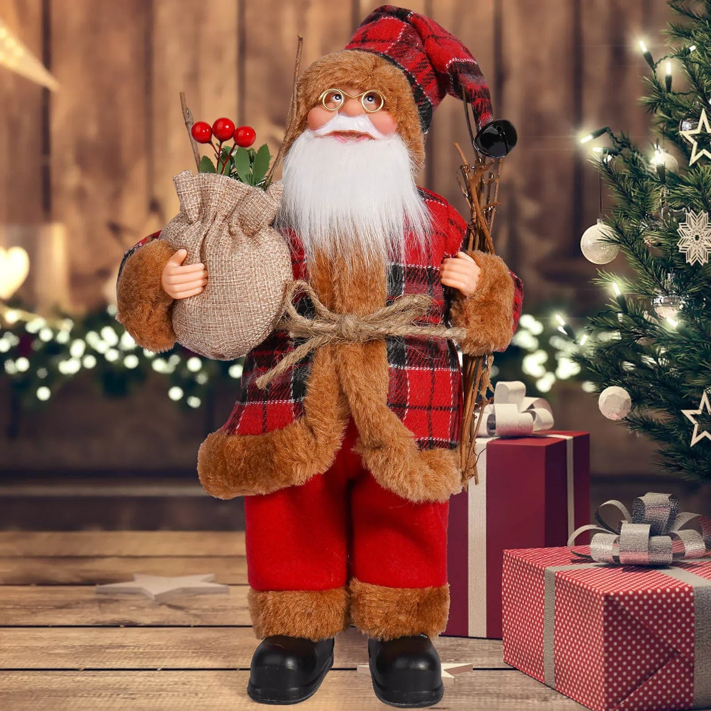 Christmas Home Decor – Santa Claus Doll with Gift Bags & Party Ornaments