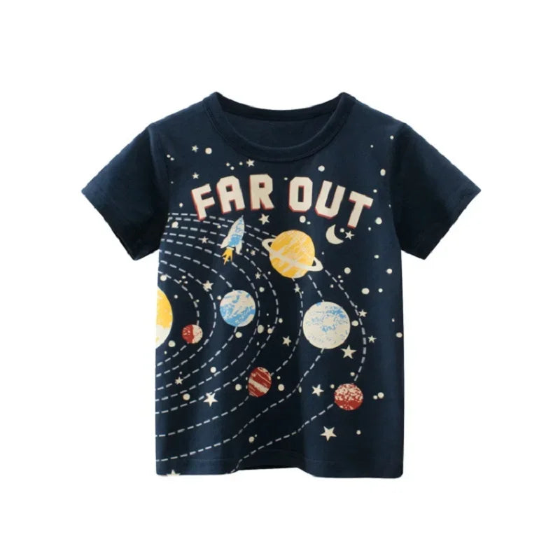 Boys' Cartoon Short Sleeve Cotton T-Shirt - Summer Kids' Tee