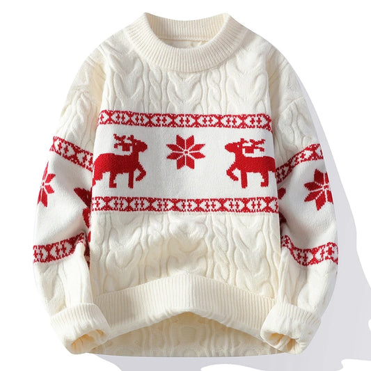 Men's Luxury Cashmere Christmas Sweater – Thick, Warm Deer Print