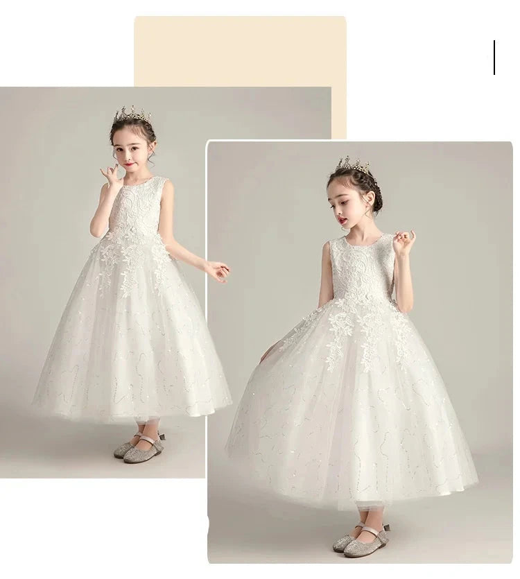 Girls' Elegant Evening Dress - Blue Princess Wedding Party Dress