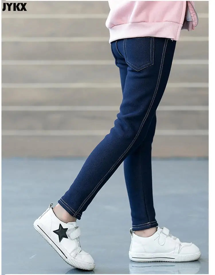 Girls' Winter Jeans: Thicker Stretch & Cashmere Korean Style