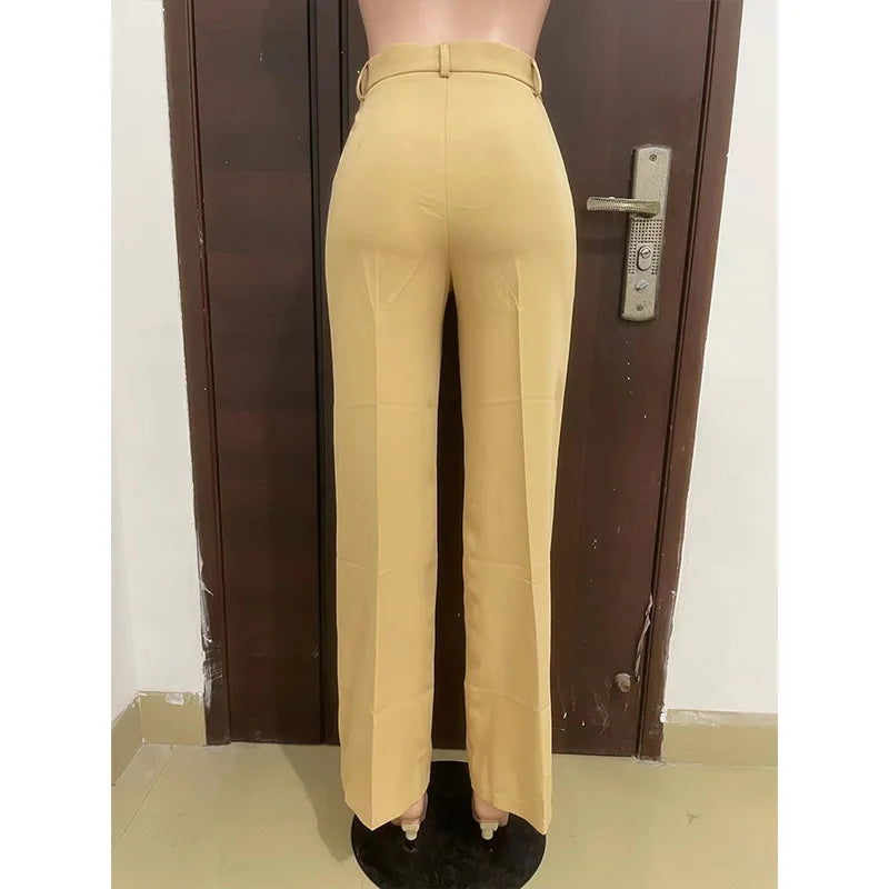 Stigende Women's Wide Leg Office Pants - Casual Loose Fit Bodycon Trousers