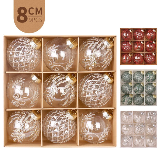 Christmas Ornament Set – 9PCS 8cm Shatterproof Tree Decorations for Holiday Party Decor