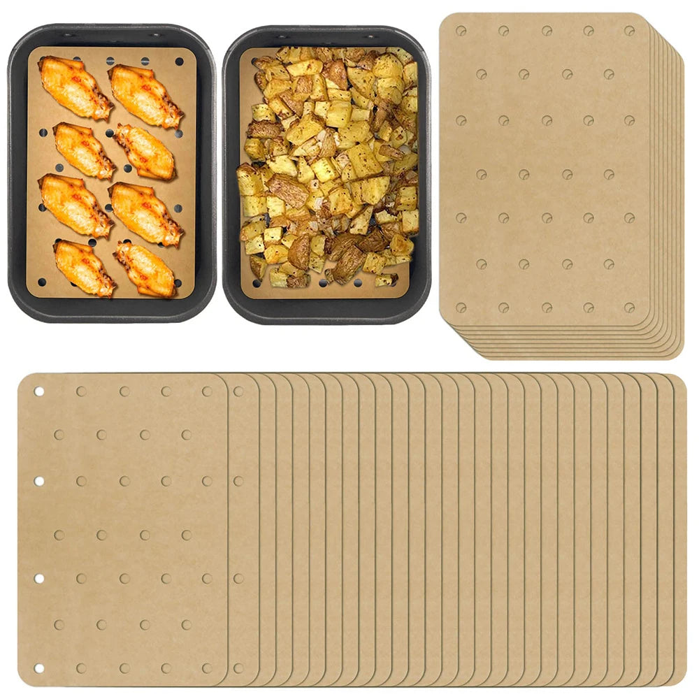 100Pcs Air Fryer Paper Liners – Non-Stick, Oil-Proof Disposable Baking Sheets for Ninja Food