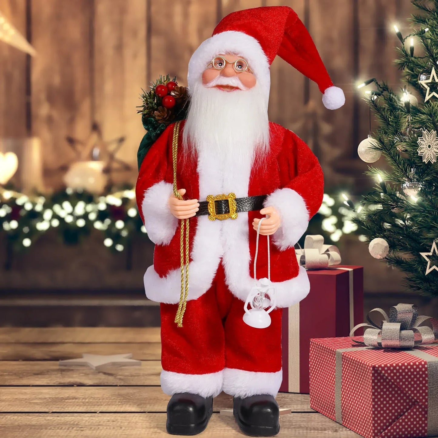 Christmas Home Decor – Santa Claus Doll with Gift Bags & Party Ornaments