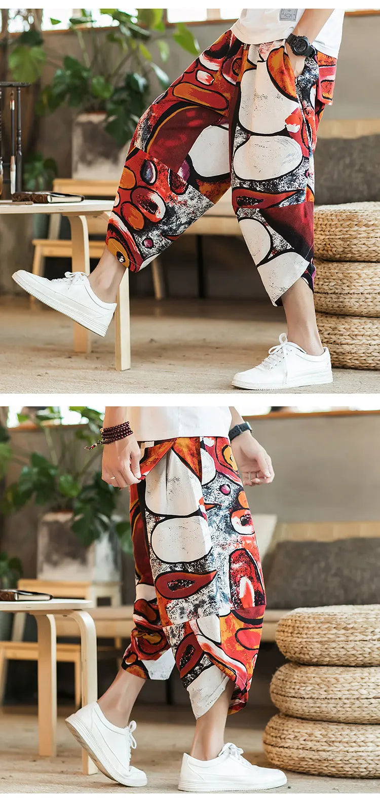 Harajuku Summer Loose Fit Wide-Leg Pants - Men’s Cotton Linen Baggy Trousers