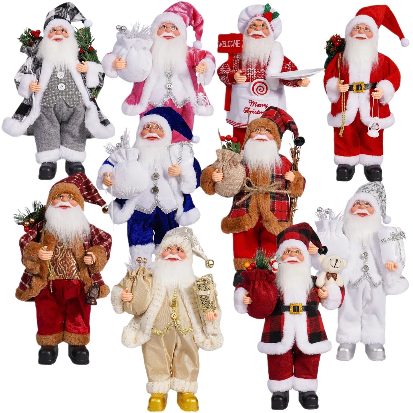 Christmas Home Decor – Santa Claus Doll with Gift Bags & Party Ornaments