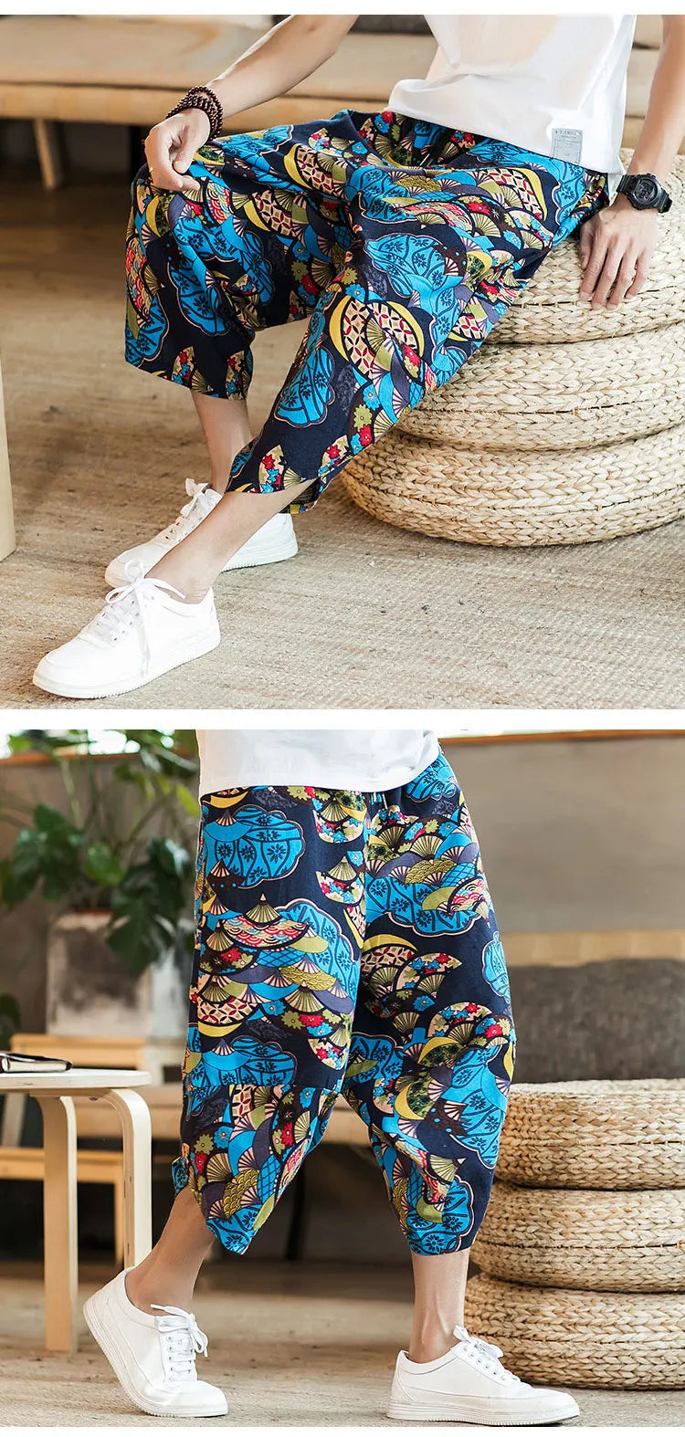 Harajuku Summer Loose Fit Wide-Leg Pants - Men’s Cotton Linen Baggy Trousers