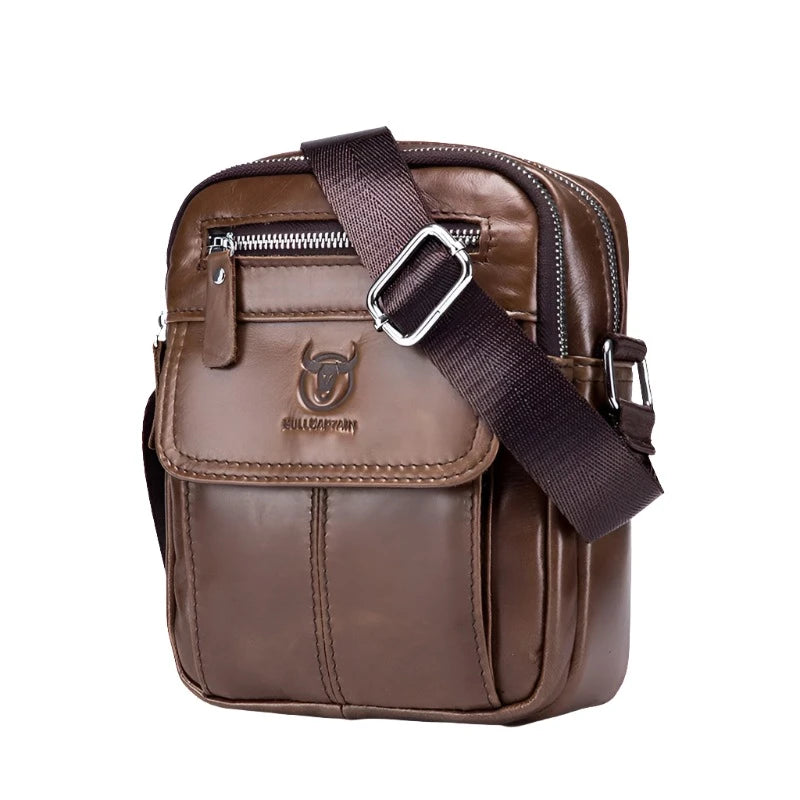 Bullcaptain Men's Leather Messenger Bag - Casual & Business