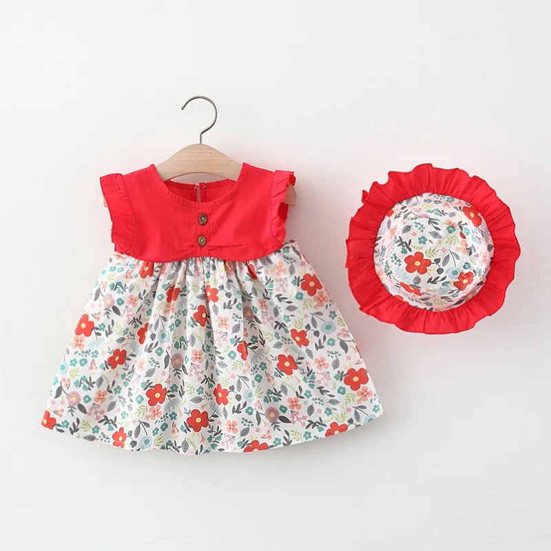 2-Piece Summer Toddler Dress Set - Korean Fashion with Hat