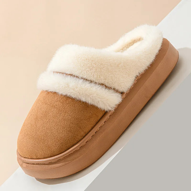 Litfun Women's Fur Fluffy House Slippers - Winter Plush Lined Cotton, Warm Casual Furry Bedroom Flat Slides