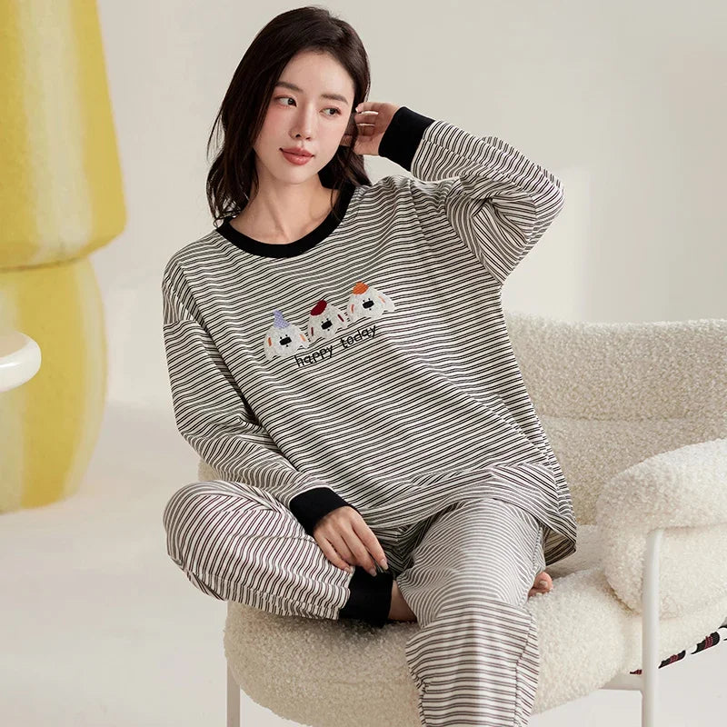 Cute Cat Pajama Set for Women & Girls - Cozy Sleepwear