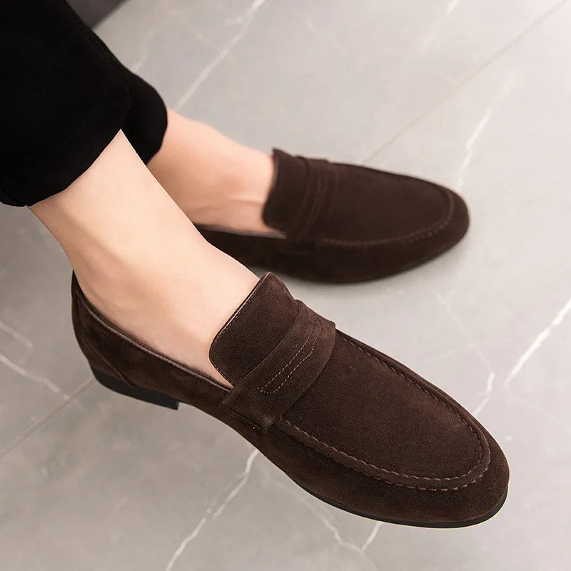 Luxury Suede Slip-On Loafers for Men – Breathable Casual Driving Shoes