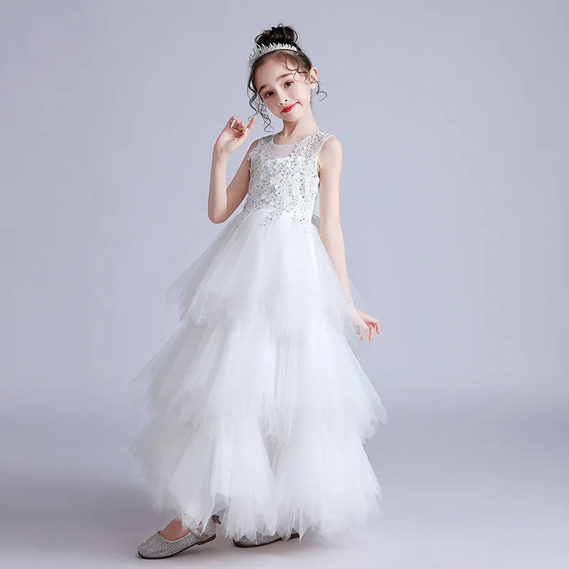 Girls' Summer Lace Birthday Party Dress - Princess Style