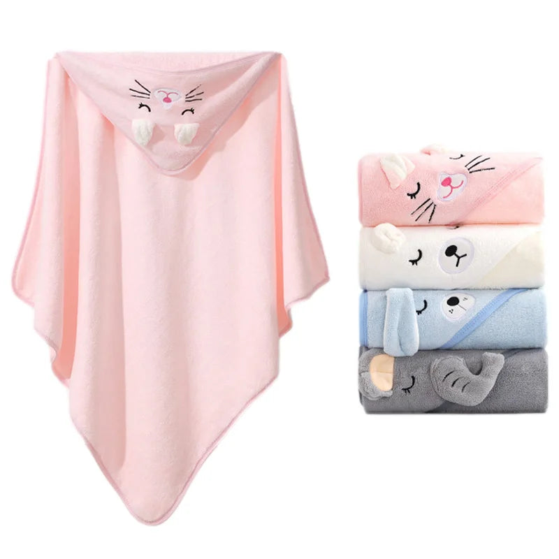 Cartoon Animal Baby Hooded Towel - Soft Bathrobe & Swaddle