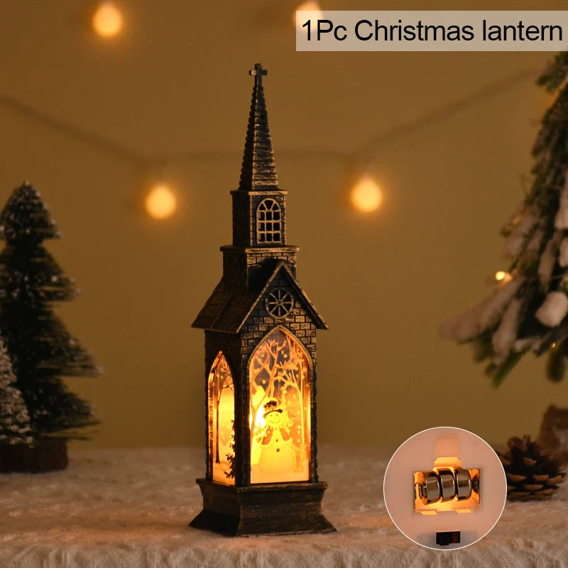 Christmas LED Night Light – Santa Claus & Snowman Lantern Lamp Ornament