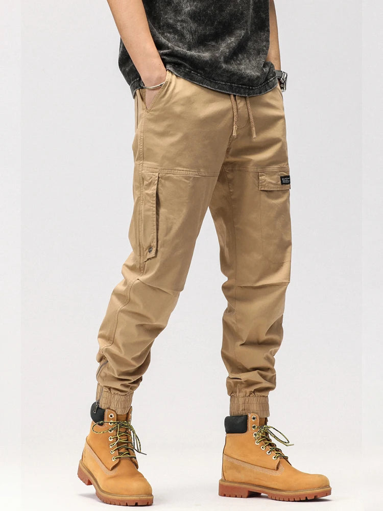 Spring/Summer Men's Multi-Pocket Cargo Pants – Thin Cotton Workwear Joggers