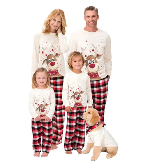 Family Matching Christmas Pajamas Set – Cotton Xmas Deer Sleepwear for Dad, Mom & Kids