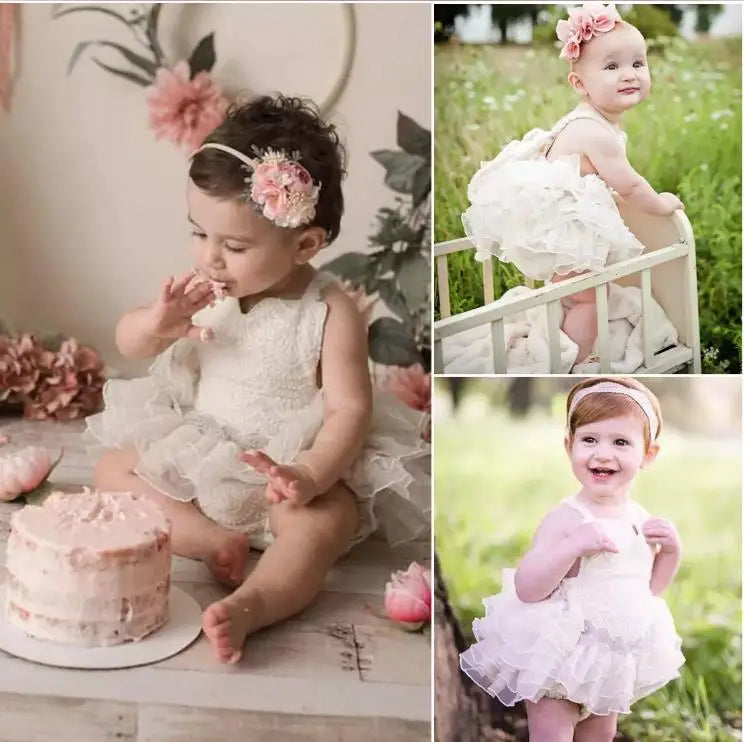 Newborn Baby Girl Lace Ruffle Bodysuit Summer Outfit