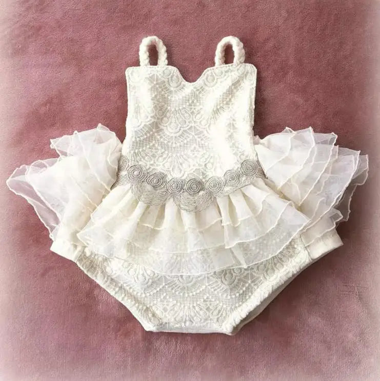 Newborn Baby Girl Lace Ruffle Bodysuit Summer Outfit